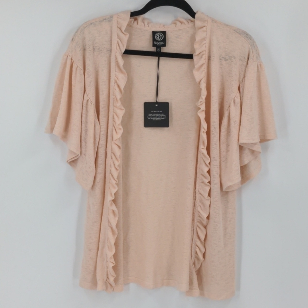 NWT BOBEAU Ruffle Short Sleeve Cardigan Sweater